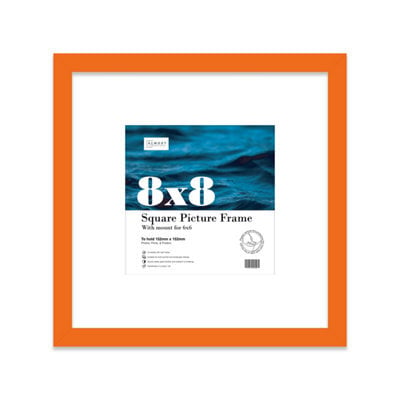 "8X8"" Orange Picture Frame - 8X8"" Square Frame With 6X6"" Mount For 8X8""/6X6"" Pictures Moderrn Style Thin Edge, 1 Pack" - image 1