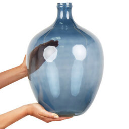 Beliani Flower Vase Roti 39 Cm Glass Blue - thumbnail 4