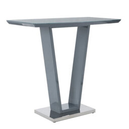 Furniture in Fashion Ilko High Gloss Bar Table Rectangular Glass Top In Grey - thumbnail 3