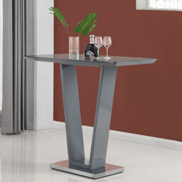 Furniture in Fashion Ilko High Gloss Bar Table Rectangular Glass Top In Grey