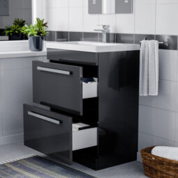 Nes Home Nanuya 600mm Floorstanding 2 Drawer Vanity Basin Unit Anthracite - thumbnail 6