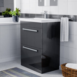 Nes Home Nanuya 600mm Floorstanding 2 Drawer Vanity Basin Unit Anthracite - thumbnail 3