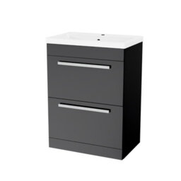 Nes Home Nanuya 600mm Floorstanding 2 Drawer Vanity Basin Unit Anthracite - thumbnail 7