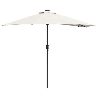 Berkfield Modern Garden Parasol With Led Strip Lights Sand Fabric