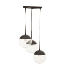 Orsina 3-Light Pendant With Adjustable Cords, Hanging Cluster Lamp With Globe Shades, Cluster Ceiling Fixture - thumbnail 3