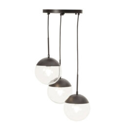 Orsina 3-Light Pendant With Adjustable Cords, Hanging Cluster Lamp With Globe Shades, Cluster Ceiling Fixture - thumbnail 2