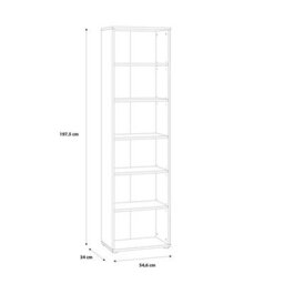 Wyld Haus Bucharest Narrow 5-Shelf Vintage Oak Wooden Bookcase 197.5Cm - thumbnail 5