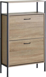 Celino Shoe Cabinet With 2 Drawers, Pull Down Mdf Wooden Shoe Storage Shelves Organizer Cupboard Shoes Rack Cabinet Freestanding - thumbnail 4