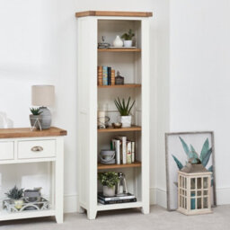 The Furniture Market Cheshire White Tall Narrow Alcove Bookcase With 4 Adjustable Shelves - thumbnail 2