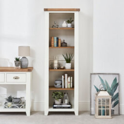The Furniture Market Cheshire White Tall Narrow Alcove Bookcase With 4 Adjustable Shelves