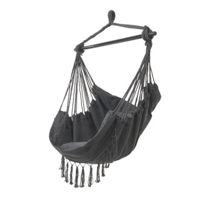 Breeins 100Cm W X 130Cm H Garden Hanging Canvas Hammock Swing Chair, Dark Grey - image 1