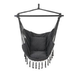 Breeins 100Cm W X 130Cm H Garden Hanging Canvas Hammock Swing Chair, Dark Grey - thumbnail 2