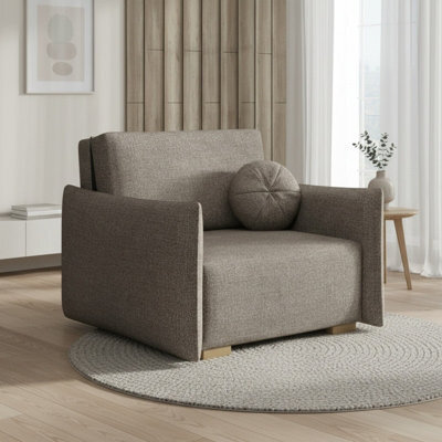 Armchair Viva Glov I With Sleep Function Storage Chipboard Foam Sinuous Spring Wooden Frame 104X98X85Cm Cappuccino - image 1