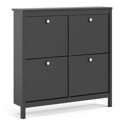 Furniture To Go Madrid Shoe Cabinet 4 Compartments In Matt Black - image 1
