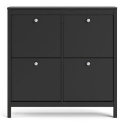 Furniture To Go Madrid Shoe Cabinet 4 Compartments In Matt Black - thumbnail 2