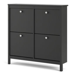 Furniture To Go Madrid Shoe Cabinet 4 Compartments In Matt Black - thumbnail 3