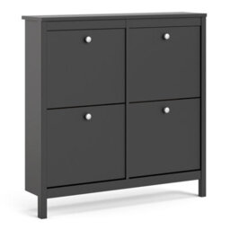 Furniture To Go Madrid Shoe Cabinet 4 Compartments In Matt Black - thumbnail 1