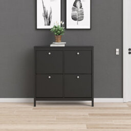 Furniture To Go Madrid Shoe Cabinet 4 Compartments In Matt Black - thumbnail 6