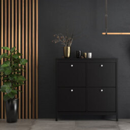 Furniture To Go Madrid Shoe Cabinet 4 Compartments In Matt Black - thumbnail 5