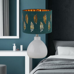 First Choice Lighting Set Of 2 Tuscan White Ceramic Lamps With Dark Green Fern Shade - thumbnail 7