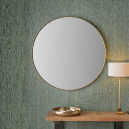 Pacific Lifestyle Round Wall Mirror Gold Metal Slim Frame 100Cm Contemporary - thumbnail 1