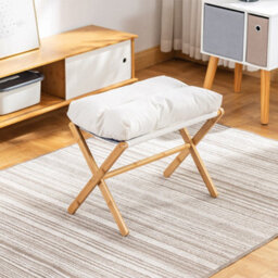 White Underdesk Footstool Chair Stool Rectangle Padded Rest Seat Pouffe Bamboo Legs - thumbnail 5