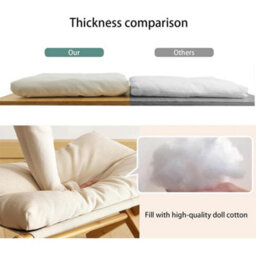 White Underdesk Footstool Chair Stool Rectangle Padded Rest Seat Pouffe Bamboo Legs - thumbnail 3