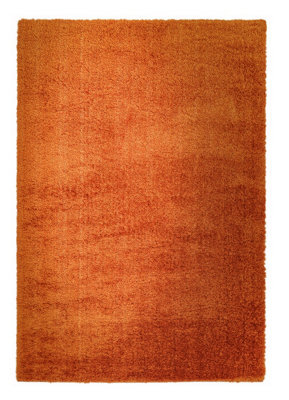 Orange Plain Luxurious Modern Shaggy Easy To Clean For Bedroom Dining Room Living Room -200Cm X 290Cm