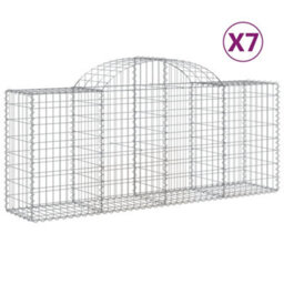 Berkfield Arched Gabion Baskets 7 Pcs 200X50X80/100 Cm Galvanised Iron - thumbnail 2