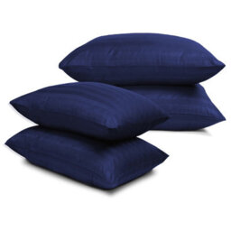 Bedlooms Navy Satin Stripe Pillowcase 2 Pair - Soft Touch Striped Pillow Covers Skin Friendly Pillowcase Bedding Set 50X75 Cm