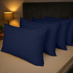 Bedlooms Navy Satin Stripe Pillowcase 2 Pair - Soft Touch Striped Pillow Covers Skin Friendly Pillowcase Bedding Set 50X75 Cm - thumbnail 9