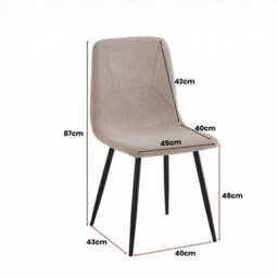 Fwstyle 3 Piece Cream Marble Effect Stone Square Dining Table & Light Brown Chairs Set - thumbnail 5