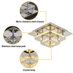 Darphe Elegant Crystal Semi-Flush Mount Ceiling Light, Chrome & Faceted Crystal Layered Design 30X30Cm - thumbnail 6