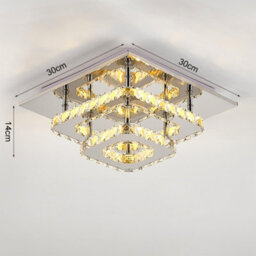 Darphe Elegant Crystal Semi-Flush Mount Ceiling Light, Chrome & Faceted Crystal Layered Design 30X30Cm - thumbnail 7