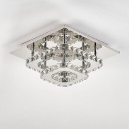 Darphe Elegant Crystal Semi-Flush Mount Ceiling Light, Chrome & Faceted Crystal Layered Design 30X30Cm - thumbnail 4