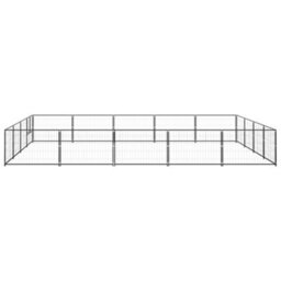 Berkfield Durable Dog Kennel Black 20 M2 Steel - thumbnail 1