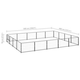 Berkfield Durable Dog Kennel Black 20 M2 Steel - thumbnail 6
