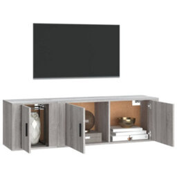 Berkfield Classic 2 Piece Tv Cabinet Set Grey Sonoma Engineered Wood - thumbnail 3