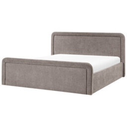 Beliani Ottoman Bed Fabric Viviers 180 X 200 Cm (Eu Super King) Taupe - thumbnail 5