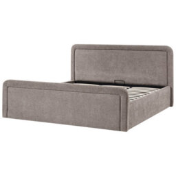 Beliani Ottoman Bed Fabric Viviers 180 X 200 Cm (Eu Super King) Taupe - thumbnail 4