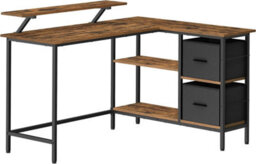Gaming Desk, L-Shaped Computer Desk With 2 Spacious Drawers And Monitor Stand, Corner Desk, Rustic Brown - thumbnail 7