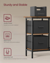 Gaming Desk, L-Shaped Computer Desk With 2 Spacious Drawers And Monitor Stand, Corner Desk, Rustic Brown - thumbnail 6