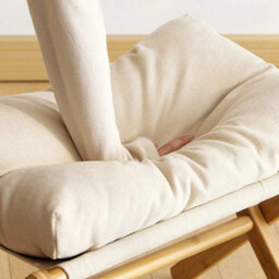 Beige Rectangular Padded Foot Stool With Bamboo Legs Under Desk - thumbnail 3