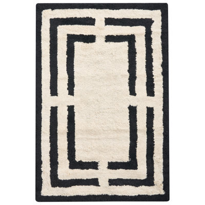 Beliani Bath Mat Risalu Black/ Beige 60 X 90 Cm Cotton - image 1