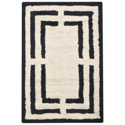 Beliani Bath Mat Risalu Black/ Beige 60 X 90 Cm Cotton