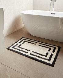 Beliani Bath Mat Risalu Black/ Beige 60 X 90 Cm Cotton - thumbnail 2