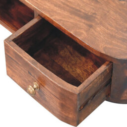 Artisan Furniture Solid Wood Lunar Wall Mounted Chestnut Console, 2 Drawers, Open Slot - thumbnail 7
