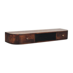 Artisan Furniture Solid Wood Lunar Wall Mounted Chestnut Console, 2 Drawers, Open Slot - thumbnail 4