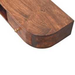 Artisan Furniture Solid Wood Lunar Wall Mounted Chestnut Console, 2 Drawers, Open Slot - thumbnail 6