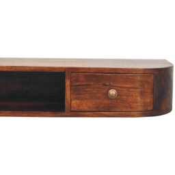 Artisan Furniture Solid Wood Lunar Wall Mounted Chestnut Console, 2 Drawers, Open Slot - thumbnail 5